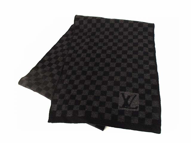 ルイヴィトン LOUIS VUITTON エシャルプ プティダミエ マフラー ウール ニット M74200 黒 グレー 国内正規品 メンズ